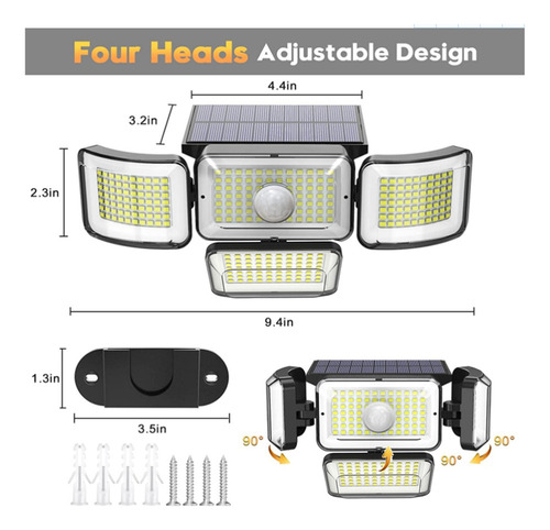 H+ Cabezas De Lámpara De Exterior Luces Solares Led 4 288