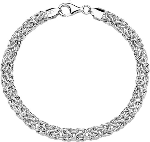 Pulsera Bizantina De Plata De Ley 925,hecha A Mano En Italia