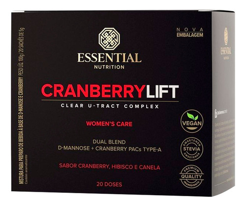 Cranberry Lift Essential Nutrition 20 Sachês Cranberrylift Cranberry