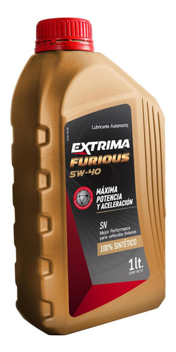 Imagen 1 de 4 de Lubricante 100% Sintético Extrima Furious 5w40 1lt.