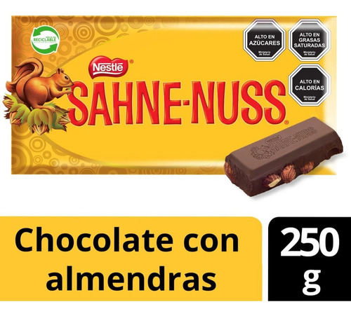 Chocolate Con Almendras Sahne Nuss Tableta 250gr Nestle