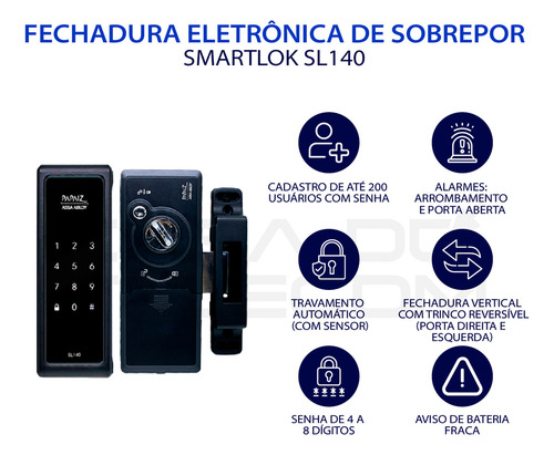 Fechadura Digital Eletronica Senha Sobrepor Papaiz Sl140