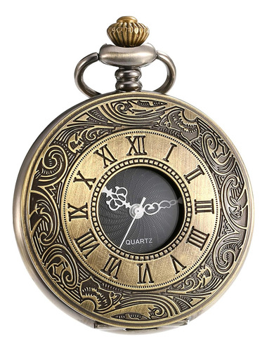 Reloj De Bolsillo De Cuarzo Con Cadena Y Números Romanos