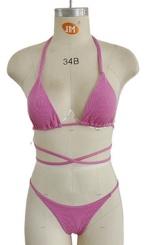 Traje De Baño De Una Pieza Bikini De Tres Puntos Con Lazo