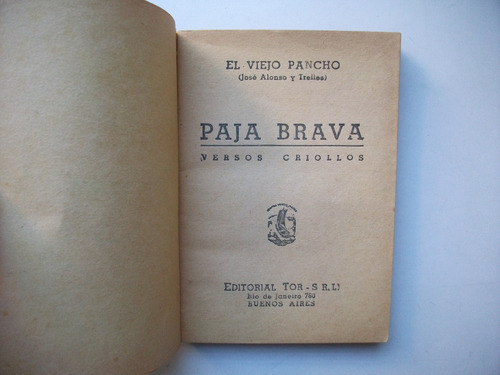 Paja Brava - El Viejo Pancho - José Alonso Y Trelles (Usado)