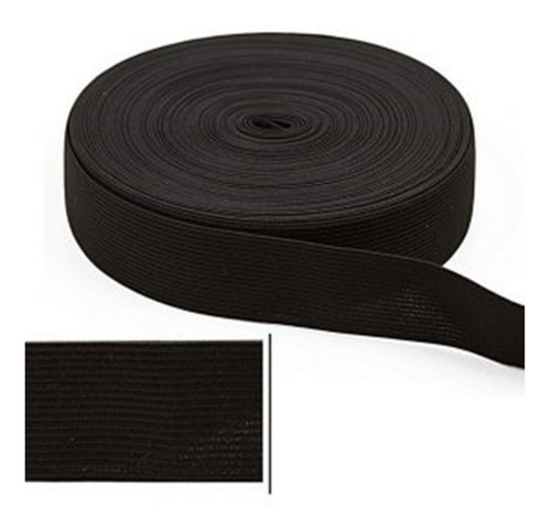 Elástico 40mm Preto Confecção Chato Larg. 4cm - 5 Metros Desenho Do Tecido Liso