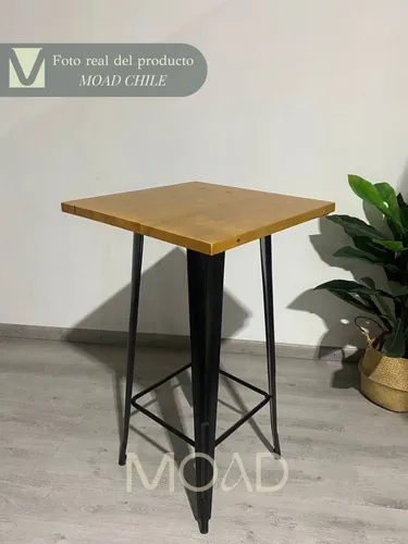 Mesa Comedor Alta Para Bar O Cocina Tolix 60x60 Madera Clara