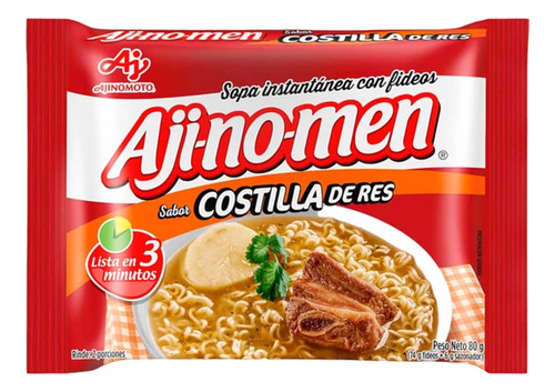 Sopa Instantánea Fideos Ajinomen Sabor Costilla De Res 80gr