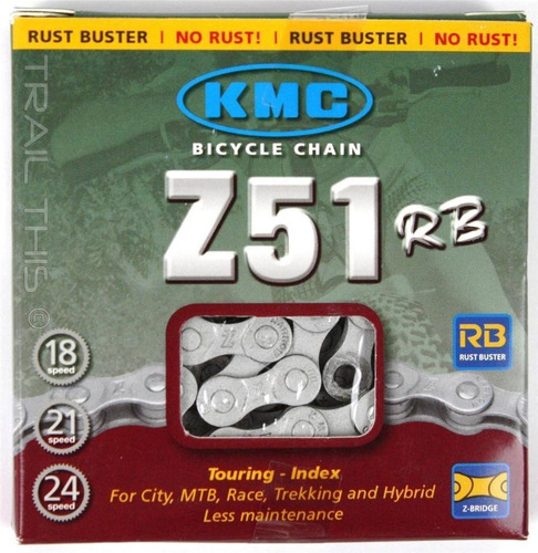 Cadena Bicicleta Kmc Z51rb Anti Herrumbre 1/2 X 3/32