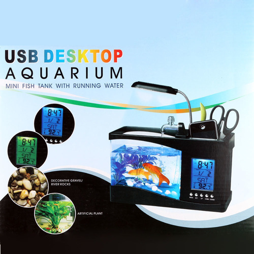 Imagen 8 de 9 de Mini Tanque De Peces De Escritorio Acuario Negro Tanque De P
