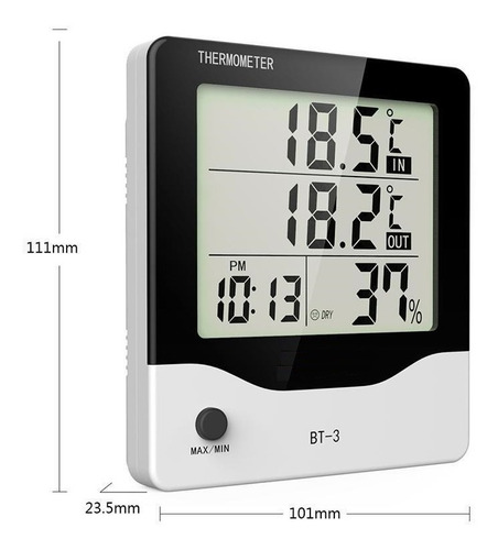 Imagen 3 de 10 de Termohigrometro Digital Humedad Temperatura Sensor Display