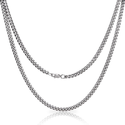 5 Mm Cuban Link Chain Necklace 316l Stainless Steel Miami Cu