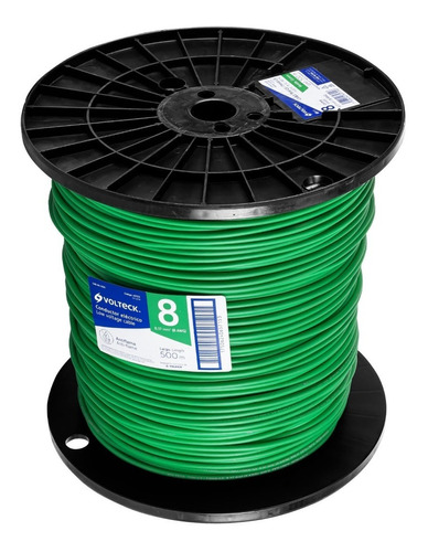 Carrete 500mt Cable Calibe 8 Thhw-ls Verde Volteck 40123