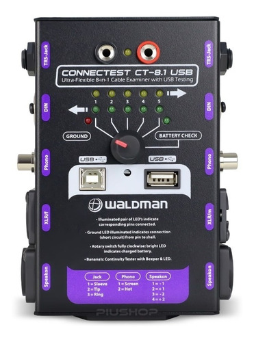 Teste Cabos De Áudio Xlr Trs Rca P10 In P2 Speakon Testador