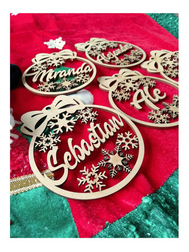 14 Esferas Colgantes Navidad Personalizada Con Nombre 12 Cm