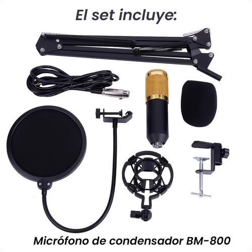 Imagen 4 de 10 de Micrófono Estudio Condensador Podcast Videos Con Brazo -otec