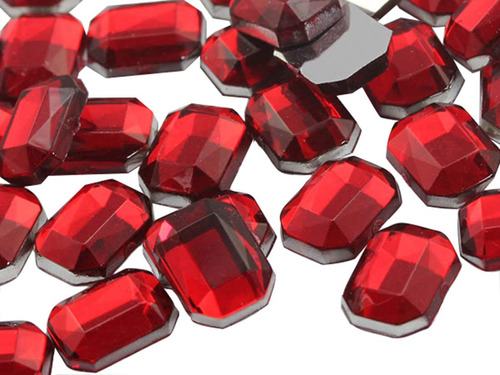 8 x 6 mm Rojo Ruby H103 flat Back Octagon Acrilico Piedra