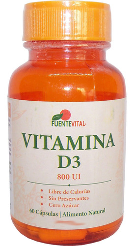 Vitamina D3 60 Caps Vegetales 800ui Fuente Vital