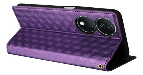 ~ For Honor X7b Cubic Patterned Pu Wallet Card Holder Case