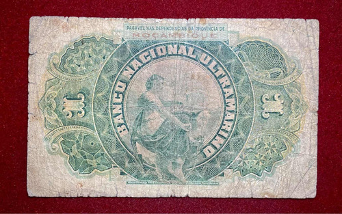 Billete 1 Escudo Mozambique 1921 Pick 66b Bradbury & Co Raro (Usado)