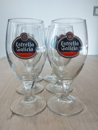 Set 6 Copas Cerveza Estrella Galicia Importadas Blanco (Usado)