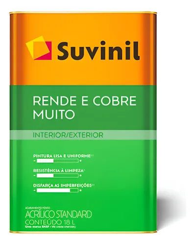 Tinta Acrilica Suvinil Standard 18l Rende E Cobre Muito