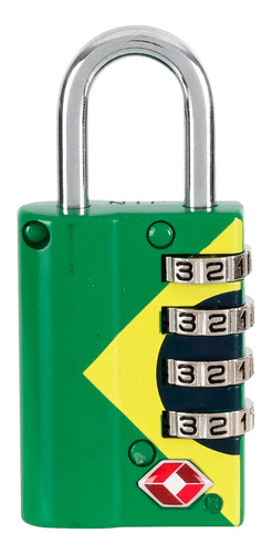 Cadeado Tsa P/ Mala Com 4 Segredos Brasil Pado Cor Verde/Amarelo(Brasil)