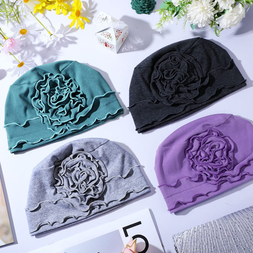 6 Piezas De Gorros De Flores De Turbante Vintage Para Mujer