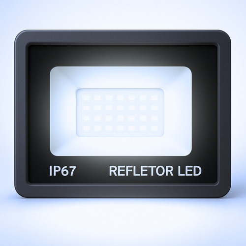Kit 1 Refletor Led 300w Holofote Externo Potente Preto Branco-frio