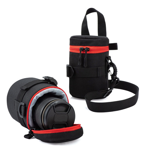 Estuche Para Lente Camara Negro Rojo Bk 20 Fotografia