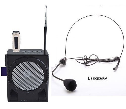 Microfono Tipo Piloto Amplificador Recargable Radio Mp3 Usb