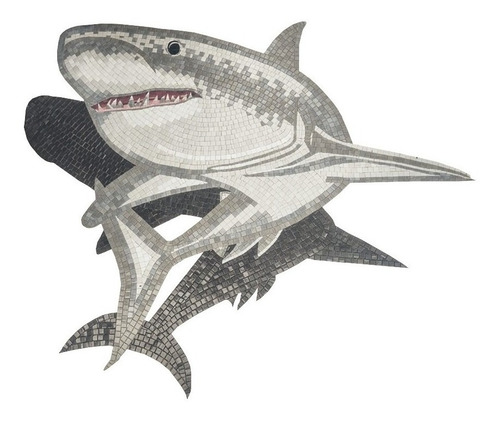 Mosaico Figura Tiburón Gris Con Sombra De 1.50 De Alto