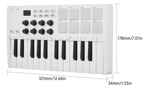 Controlador Midi M-vave De 25 Teclas Y 8 Perillas Con Rgb Re