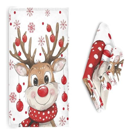 Juego De 3 Toallas De Invierno Con Renos Y Copos De Nieve