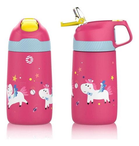 Fjbottle - Botella De Agua De Plástico Para Niñas - 450ml Color Rosa