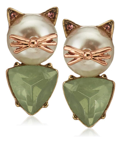 Pendientes De Botón Con Forma De Gato De Betsey Johnson