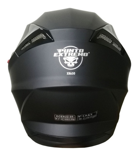 Imagen 3 de 3 de Casco para moto rebatible Punto Extremo XR650 negro mate mate talle L