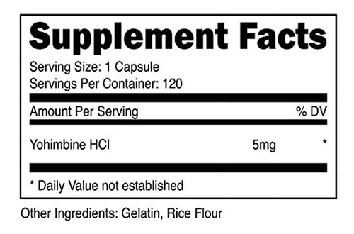 Hcl 5 Mg 120 Cápsulas Yohimbina Fuerza Extra Sin Modelo 1 Bo