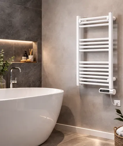 Toallero Calefactor Eléctrico 500w Programable Digital Baño Blanco