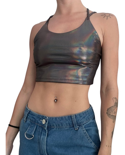 Top Musculosa Doble Tira Foil