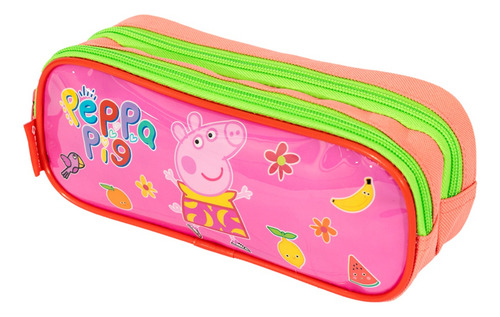 Mochila Costas Peppa Pig Escolar Com Estojo Duplo Cor Rosa