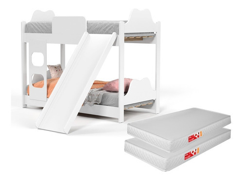 Cama simple Móveis Bela Bela com escorregador cuna color blanco fabricada en mdf