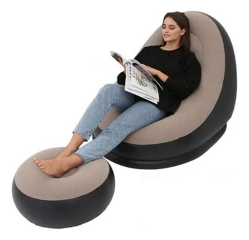 Sillón inflable Ultra Lounge con sofá otomano Lazy, color marrón