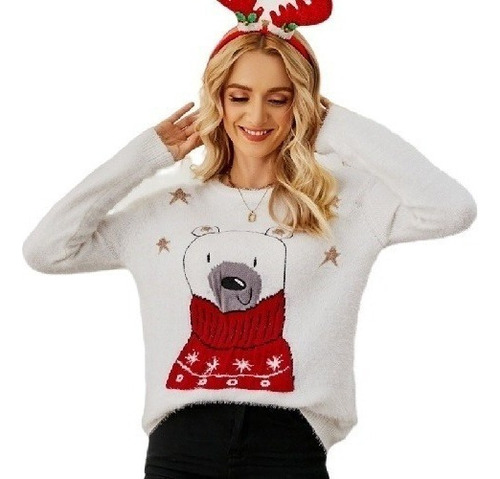 Jersey De Punto Jacquard Con Bordado De Oso De Navidad [u]