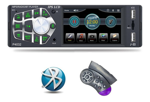 3.8 «radio De Coche 1din Estéreo Fm Bluetooth Control Remoto