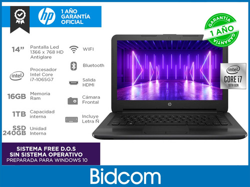 Notebook Hp Intel Core I7 16gb Ssd 240gb 1tb 14 Pulgadas Hd