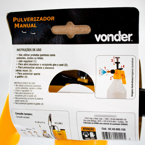 Pulverizador Manual 1,5 L Com Dosador Bico Regulável Vonder