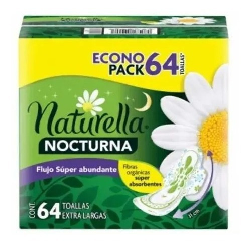 Toallas Femeninas Naturella Nocturna Extra Larga 64 Piezas