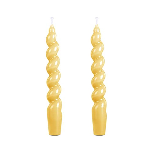 Juego De 2 Velas Cónicas Amarillas Espiral De 20cm, Ve...