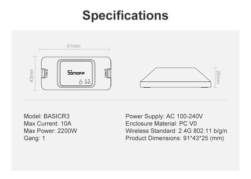 Imagen 6 de 9 de Cu - Sonoff Basic Rf R3 Domótica Wifi P/ Control Remoto